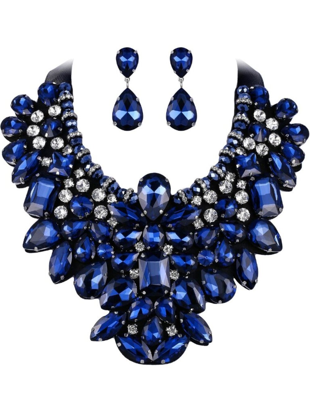 Vibrant Rhinestone Crystal Statement Jewelry Set - 9 Color Necklace & Earrings